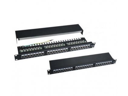 19" Patch panel XtendLan 24portový, STP, Cat5E, dvojitá svorkovnica, čierny XL-PP19-24C5ESD-A