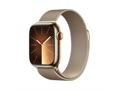Apple Watch Series 9 GPS + Cellular 41mm Gold Stainless Steel Case with Gold Milanese Loop MRJ73QC-A