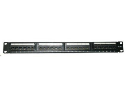 19" Patch panel XtendLan 24portový, UTP, Cat6, 30µm, dvojitá svorkovnica, čierny XL-PP19-24C6UD
