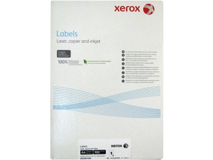Xerox Paper - Biele samolepiace štítky na čiernobielu tlač - ostré rohy (Štítky 1UP 210x297, 100 listov, A4) 003R97400