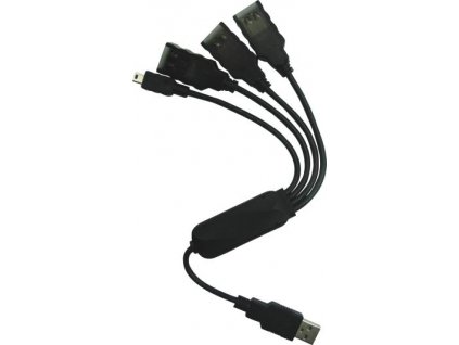 PremiumCord USB 2.0 HUB 4-portový, černý kabel ku2hub4wk