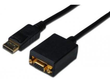Digitus Adaptérový kabel DisplayPort, DP - HD15 (VGA) samec / samice, 0,15 m, s blokováním, kompatibilní s DP 1.2, CE, bl AK-340403-001-S