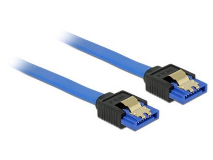 Delock Cable SATA 6 Gb/s receptacle straight > SATA receptacle straight 30 cm blue with gold clips 84978 DeLock