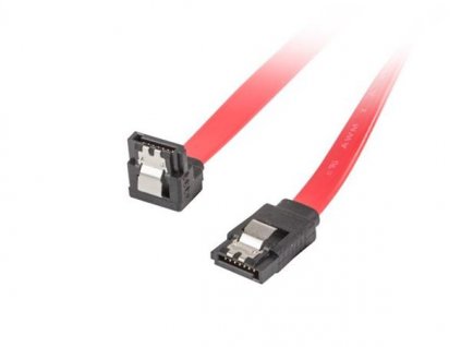 LANBERG SATA III datový kabel (6GB/S) F / F 50cm úhlový / rovný, kovová západka, červený CA-SASA-13CU-0050-R Lanberg
