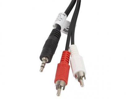 LANBERG Minijack 3.5mm (M) 3 PIN na 2x RCA (CINCH) (M) kabel 5m CA-MJRC-10CC-0050-BK Lanberg