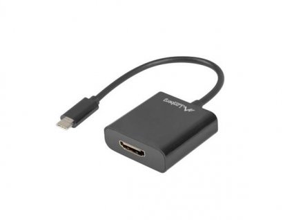 LANBERG USB-C(M) 3.1 na HDMI(F) adaptér kabel 15CM (Displayport ALT MODE) černý AD-UC-HD-01 Lanberg