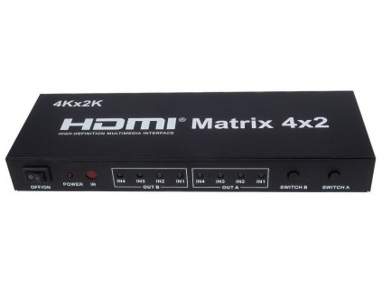 PremiumCord HDMI maticový prepínač 4:2, so zvukom, rozlíšenie 4Kx2K khswit42b