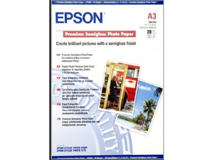 EPSON A3, Premium Semigloss Photo Paper (20 listů) C13S041334 Epson