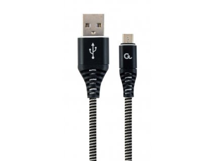 GEMBIRD CABLEXPERT USB 2.0 AM na MicroUSB (AM/BM), 2 m, opletený, čiernobiely, blister, PREMIUM KVALITA CC-USB2B-AMmBM-2M-BW Gembird