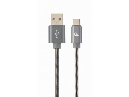 GEMBIRD CABLEXPERT USB 2.0 Kábel AM na typ C (AM/CM), 2 m, kovová špirála, sivý, blister, PREMIUM QUALITY CC-USB2S-AMCM-2M-BG Gembird