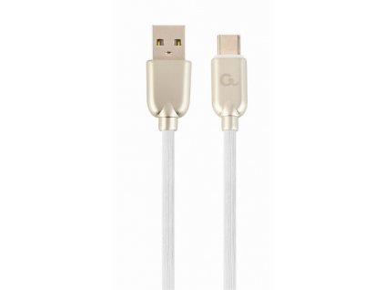 GEMBIRD CABLEXPERT kábel USB-A na USB-C (AM/CM), 2 m, pogumovaný, biely, blister CC-USB2R-AMCM-2M-W Gembird