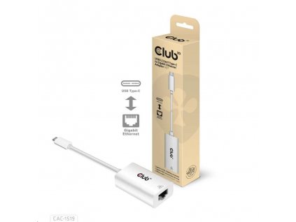 Aktívny USB adaptér Club3D 3.2 Typ C na LAN (Gigabit Ethernet - 1Gb), 20 cm CAC-1519 Club 3D