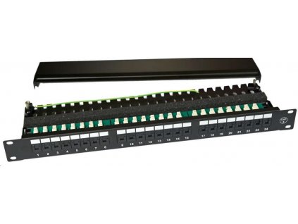 19" Patch panel montovaný 19" 1U 24 UTP Cat 6 s krytkami RJ45 PATCHP24PHZ6-S Lexi-NET