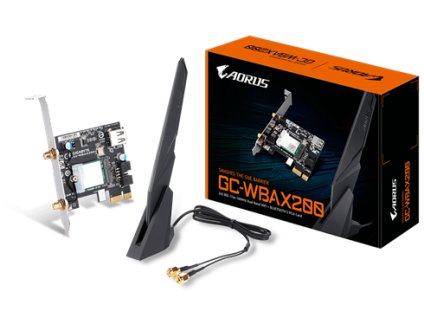 GIGABYTE GC-WBAX200, WiFi 802.11ax, Bluetooth 5.0, PCIe, Dual Band, 2400Mbps Gigabyte