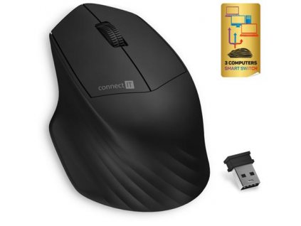 CONNECT IT Trojitá bezdrôtová myš SmartSwitch, 2.4 GHz a Bluetooth 5.0, čierna CMO-4040-BK Connect IT