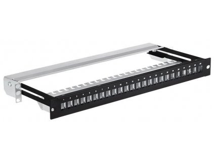 19" modulárny tienený patch panel LEXI-Net 24 portov, čierny, s možnosťou rozšírenia LXPPM19-1U-24-P Lexi-NET