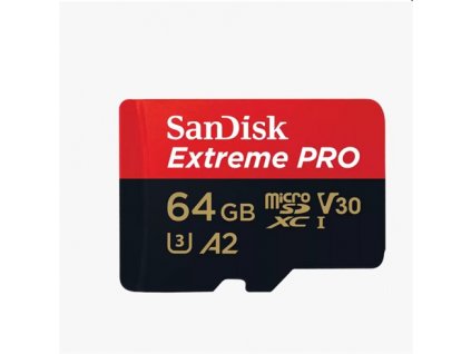 Karta SanDisk micro SDXC 64GB Extreme PRO (200 MB/s Class 10, UHS-I U3 V30) + adaptér SDSQXCU-064G-GN6MA