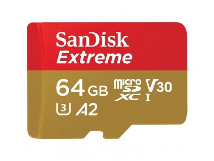 Karta SanDisk micro SDXC 64GB Extreme Action Cams and Drones (170 MB/s Class 10, UHS-I U3 V30) + adaptér SDSQXAH-064G-GN6AA