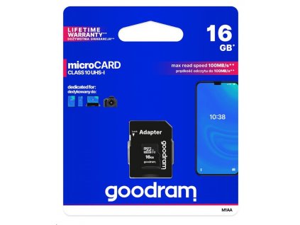 Karta GOODRAM MicroSDHC 16GB M1AA, UHS-I Class 10, U1 + adaptér M1AA-0160R12 GoodRAM
