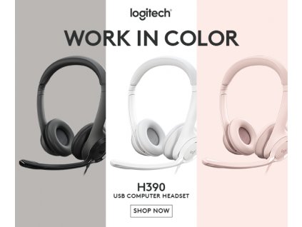 Logitech® H390 USB Headset - USB- OFF-WHITE 981-001286
