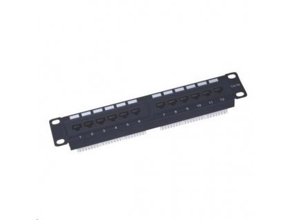 10" Patch panel XtendLan 12portový, UTP, Cat5E, krone, čierny PP0-12K