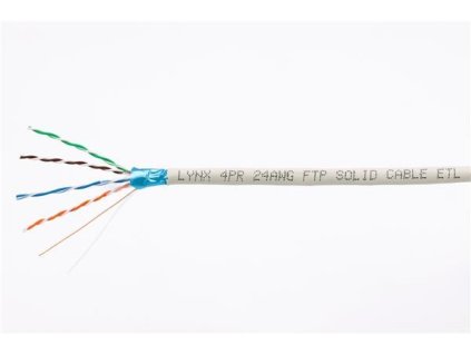 Kábel FTP LYNX, Cat5E, drôt, PVC, Dca, sivý, 305 m LX-SLD-FTP5E-GR LYNX CS