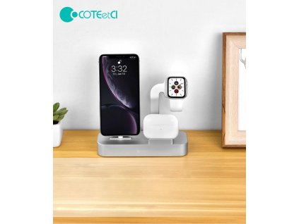 COTEetCI nabíjecí stanice Base29 3v1 pro Apple iPhone & Watch & AirPods/Pro šedá CS7211-GY COTECi