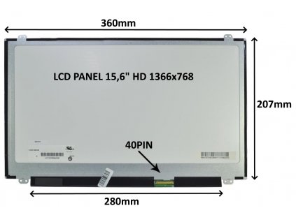 LCD PANEL 15,6'' HD 1366x768 40PIN MATNÝ / ÚCHYTY NAHOŘE A DOLE 77044552 SIL