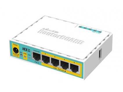MikroTik RouterBOARD hEX PoE Lite, 650MHz CPU, 64MB RAM, 5x LAN, USB, PoE, 1x USB, vrátane. Licencia L4 RB750UPr2