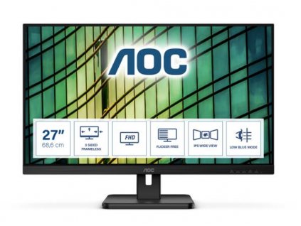 AOC MT IPS LCD WLED 27" 27E2QAE - panel IPS, 1920x1080, D-Sub, HDMI, DP, reproduktory