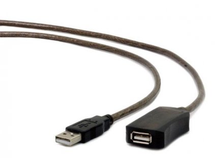Gembird aktívny predlžovací kábel USB 2.0 (M-F), 5 m, čierny UAE-01-5M