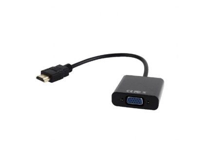 Gembird adaptér HDMI (M) na VGA (F) + audio, single port, kábel 0,15m, čierny A-HDMI-VGA-03