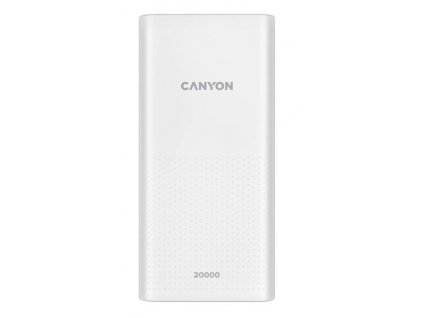 Canyon PB-2001 Powerbank, Li-Pol, 20.000 mAh, Vstup: 1x Micro-USB, 1x USB-C, Výstup: 2x USB-A, biela CNE-CPB2001W