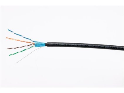 Kábel FTP LYNX Cat5E, drôt, vonkajší dvojitý plášť PE+PE, čierny, 305 m, cievka LX-SLD-FTP5E-OUTDJP-BK LYNX CS