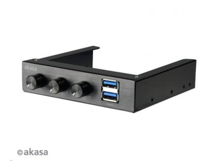 Ovládací panel AKASA do 3,5" pozície, 3x FAN, 2x USB 3.0, čierny hliník AK-FC-06U3BK Akasa