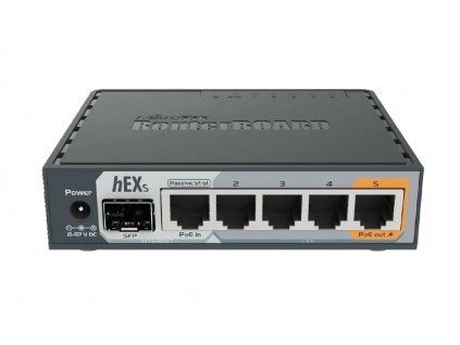 MIKROTIK RouterBOARD hEX S + L4 (880MHz, 256 MB RAM, 5xGLAN, 1x SFP, switch, plastic case, zdroj) RB760iGS MikroTik