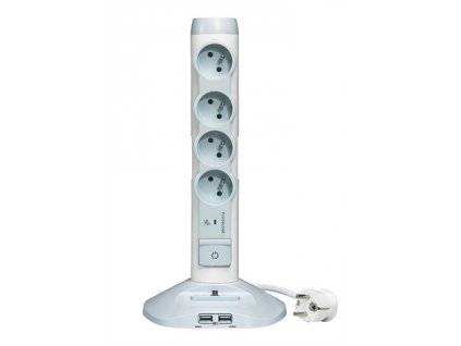 Legrand - zásuvkový sloupek 230V/16A, 4x2P+T + 3xUSB, 2M (bílá) 050014