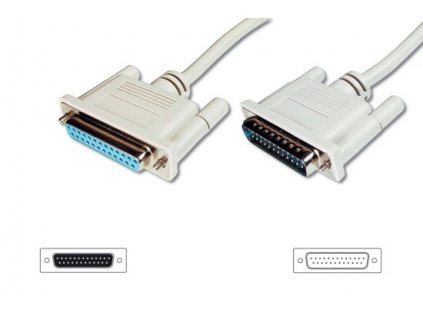 Digitus Prodlužovací kabel datového přenosu, sériový/paralelní, D-Sub25, samec/samice, 10,0 m, lisovaný, AK-610201-100-E