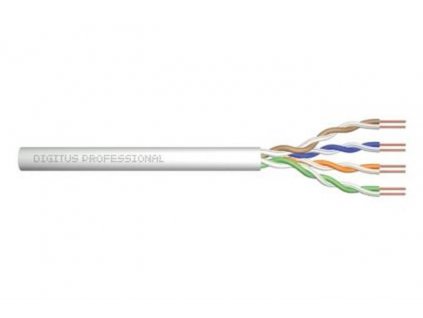 ASSNET250 CAT 6 U-UTP instalační kabel, drát, délka 305 m, Papírový box, AWG 23/1, PVC barva šedá ACU-4611-305 Digitus