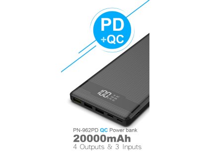 Power banka Viking PN-962PD, QC4.0+, 20000 mAh, čierna PN962B
