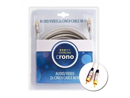 Crono kabel propojovací Cinch / Cinch - stereo, 2x Cinch (samec) / 2x Cinch (samec), vysoká kvalita, 3m CR2RCA-3