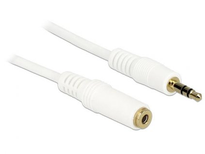Delock Stereo Jack Extension Cable 3.5 mm 3 pin male > female 1 m white 83765 DeLock