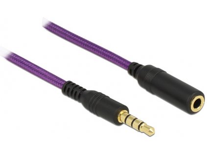 Delock prodlužovací kabel Audio Stereo Jack 3.5 mm samec / samice iPhone 4 pin 2 m fialový 85624 DeLock