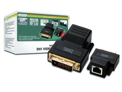 Digitus DVI extender přes CAT 5 do vzdálenosti až 70M, max rozlišení 1920X1200 při 60Hz DS-54101