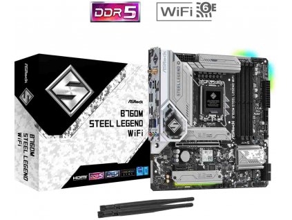 ASRock MB Sc LGA1700 B760M STEEL LEGEND WIFI, Intel B760, 4xDDR5, 1xDP, 1xHDMI, WI-FI, mATX