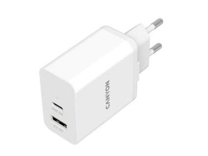 Canyon H-20-03, vysokorýchlostná univerzálna nabíjačka do steny 1xUSB-C, 20W, PD + 1xUSB-A, 18W, QC-3 CNE-CHA20W03