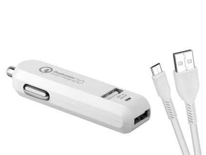 AVACOM CarMAX 2 nabíječka do auta 2x Qualcomm Quick Charge 2.0, bílá barva (micro USB kabel) NACL-QC2XM-WW Avacom