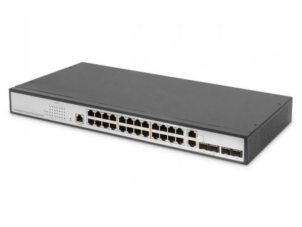 DIGITUS 24portový řízený gigabitový ethernetový přepínač L2 + 2 combo a 2 SFP uplink porty DN-80221-3 Digitus