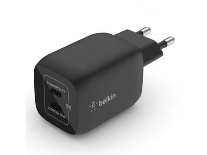 Belkin Duální 65W USB-C Power Delivery GaN PPS nástěnná nabíječka, černá WCH013vfBK