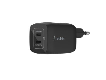 Belkin Duální 65W USB-C Power Delivery GaN PPS nástěnná nabíječka, černá WCH013vfBK